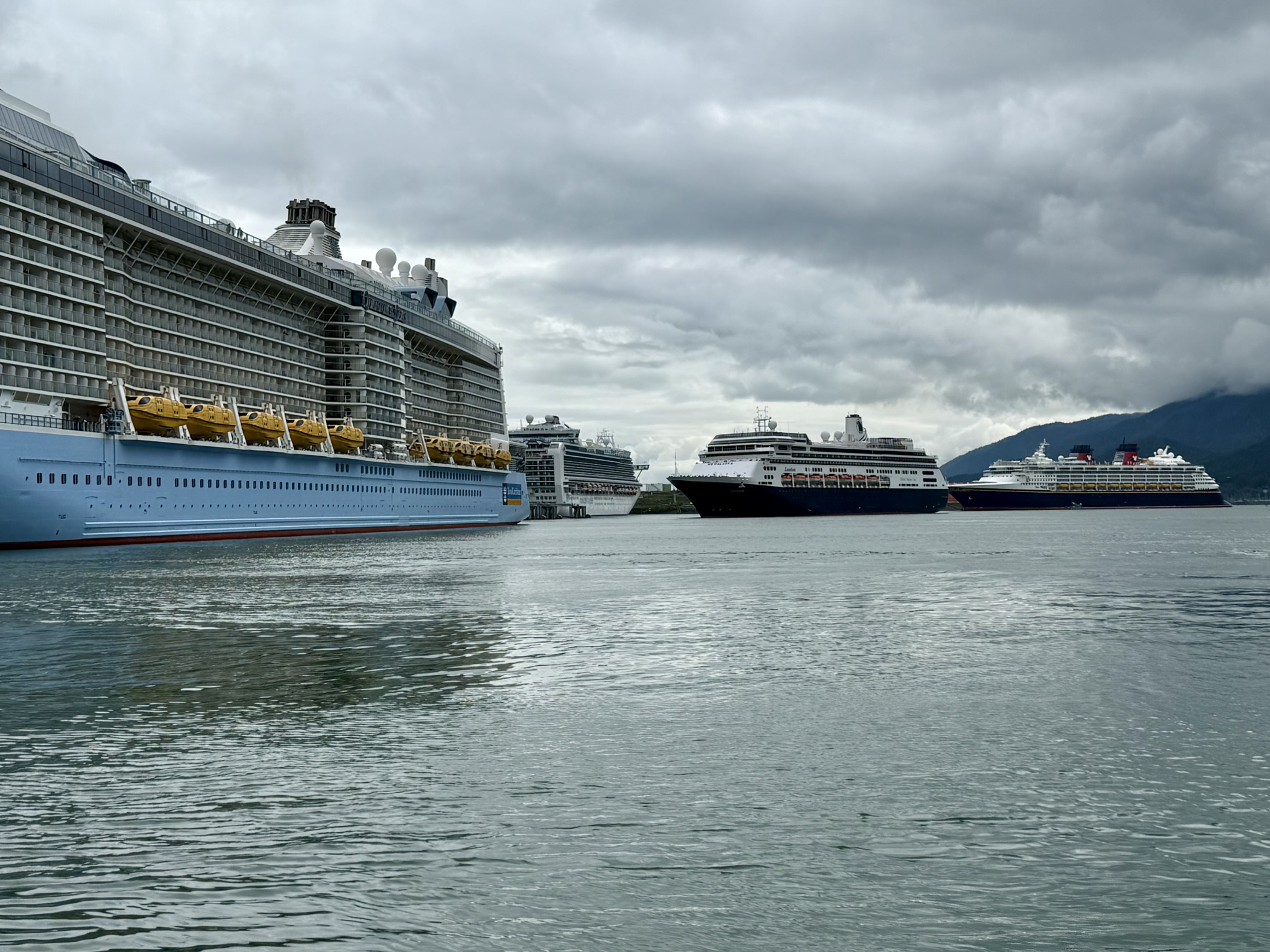 Four cruise ships in Juneau harbor